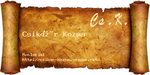 Csikár Kozma névjegykártya